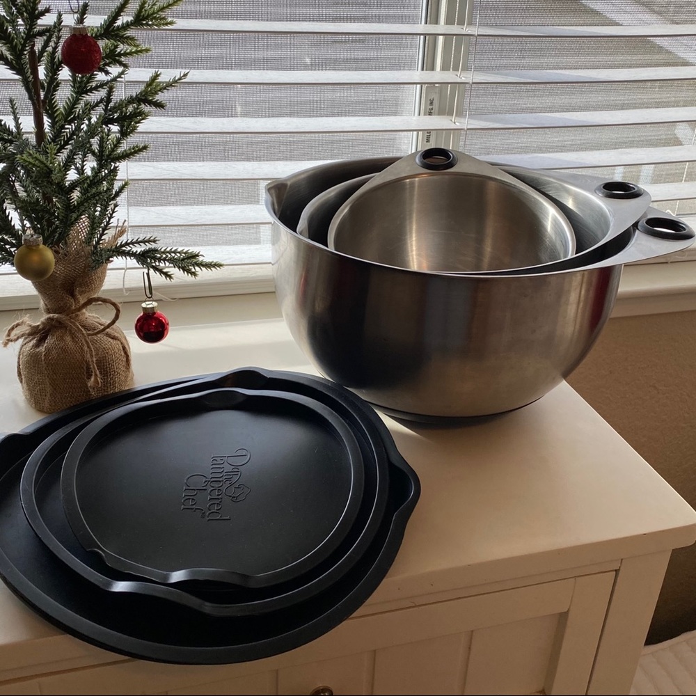 Pampered Chef Stainless Steel Mixing Bowls Set